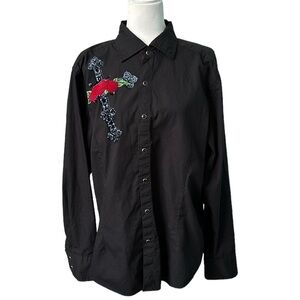 Decree Button Down Graphic Print Shirt XL